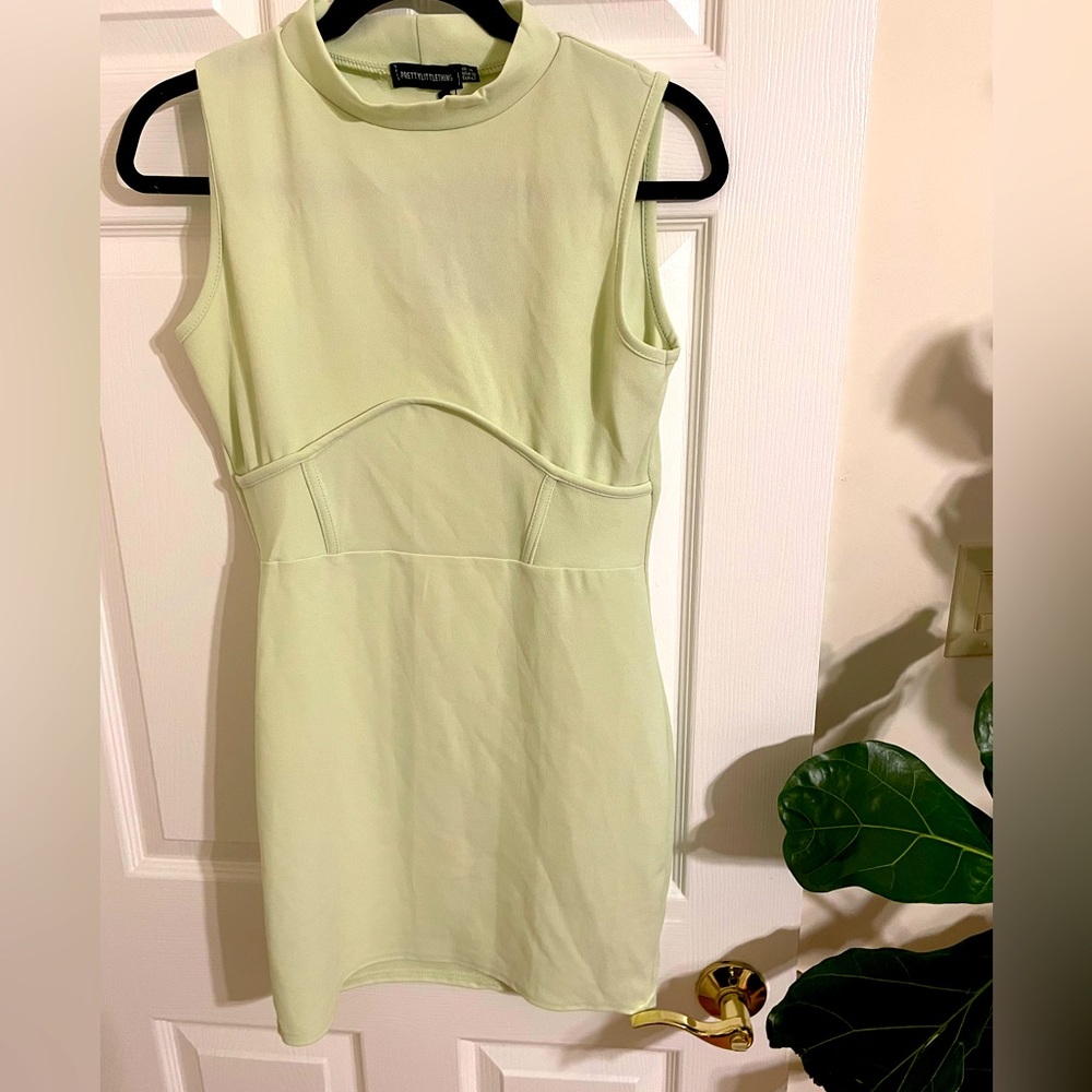 Pale Lime High Neck Sleeveless Underbust Dress